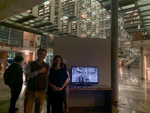 Videoarte en le presentación de la colección "Grito" en la Biblioteca Vasconcelos de la Ciudad de México.México, 2019. 