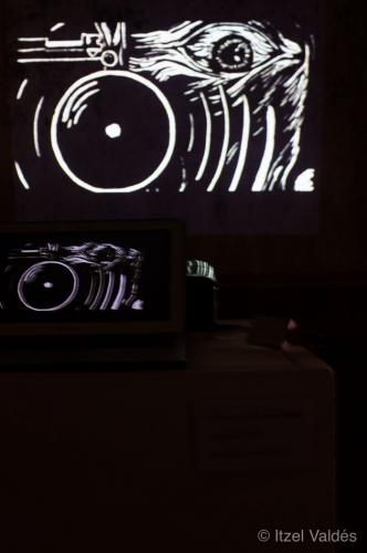 Proyección de videoarte en la presentación de la colección "Grito"